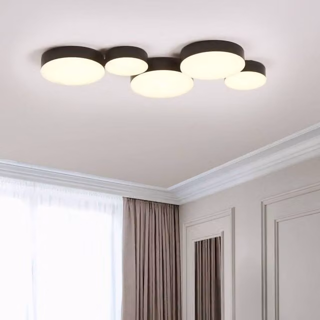 Wyld and Coco Black Metal Industrial Ceiling Lamp with 5 Integrated LED Lights – 1