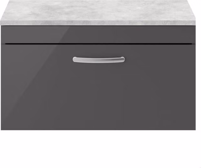 Balterley Millwich 1 Drawer Wall Hung Vanity Unit, Gloss Grey, Width: 80 cm