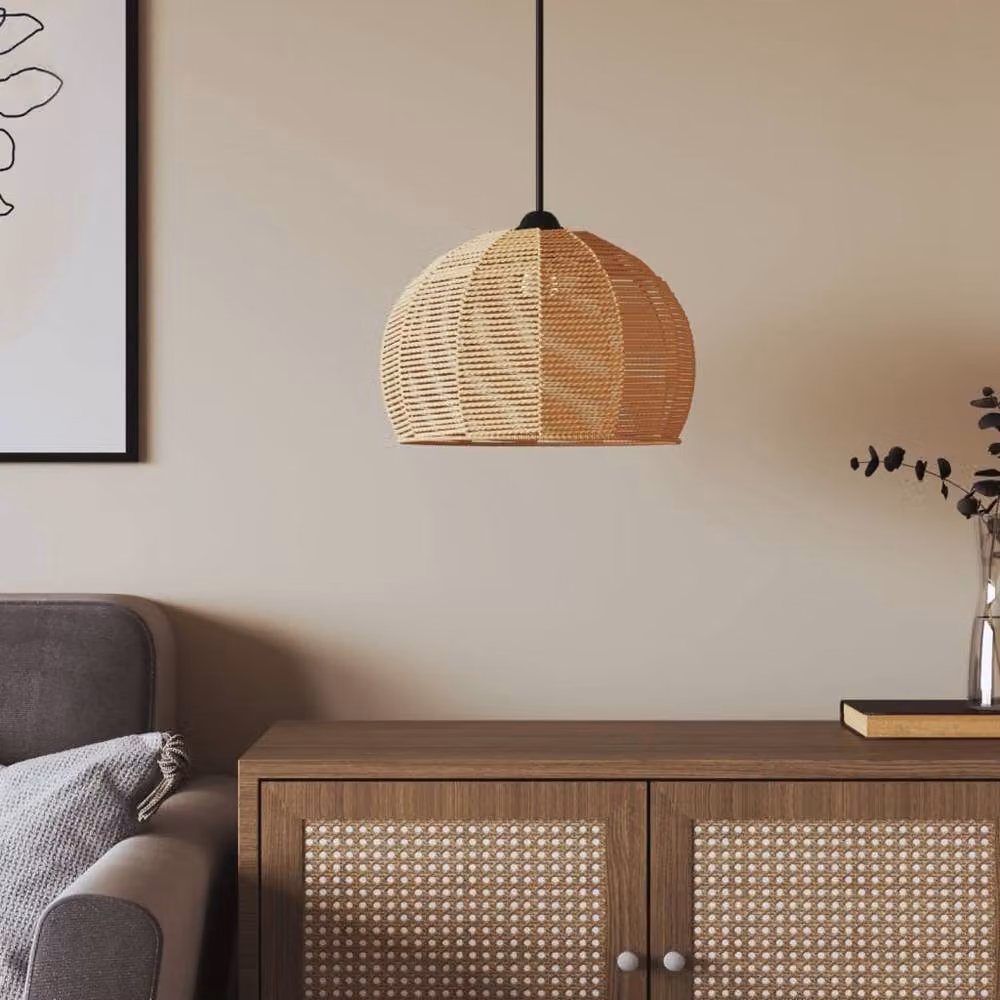 Berkfield Home Boho Dome Ceiling Lamp Shade in Beige Metal and Paper, Diameter: 36 cm, Height: 26 cm – 2