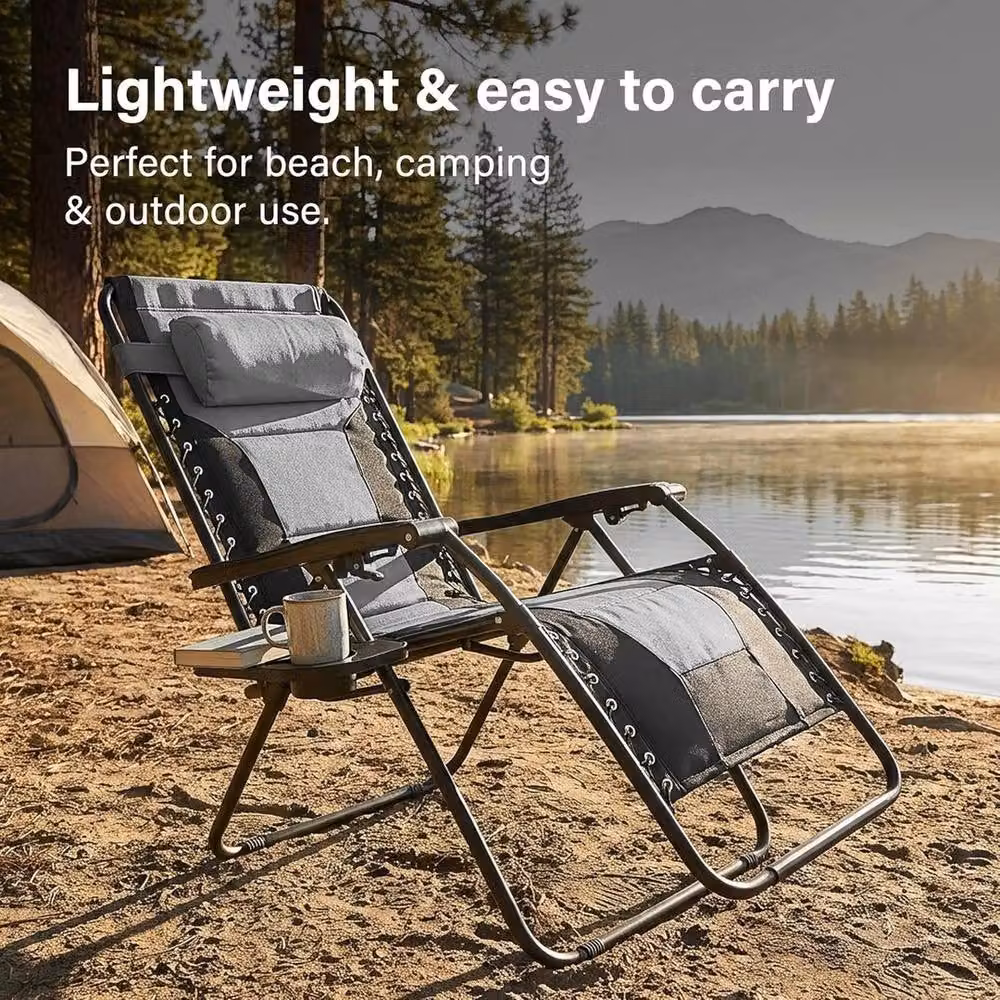 FLAVORA Heavy Duty Padded Sun Lounger in Grey – 3
