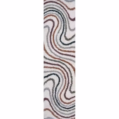 THE RUGS Soft Shaggy Area Rug with Modern Abstract Wave Design, Multicolour, W: 80 cm, D: 300 cm – 2