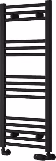 Bathroom Kingdom Capo Black Straight Heated Towel Rail, W: 40 cm, H: 100 cm