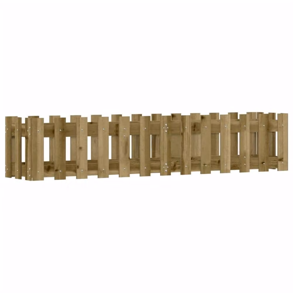 Berkfield Home Garden Raised Bed with Fence Design in Brown Impregnated Pine Wood, W/D/H: 150 x 30 x 30 cm – 3