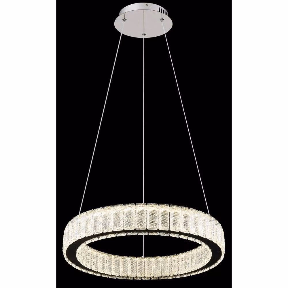 Netlighting Mucky LED Pendant Light in Chrome and Silver with Crystal Details, Dimmable with Remote Control, Diameter: 50 cm – 2