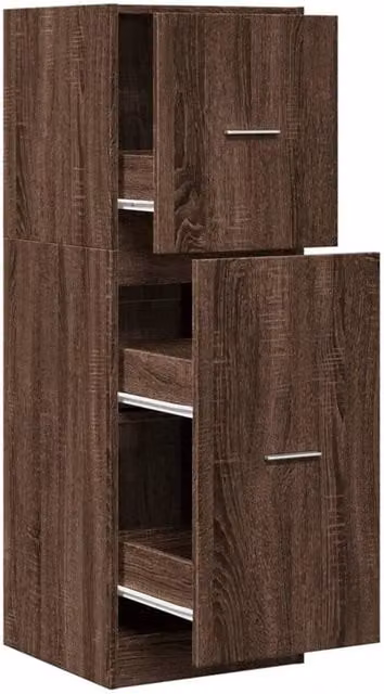 Berkfield Home Apothecary Cabinet in Brown Oak, W/D/H: 40 x 41 x 118 cm