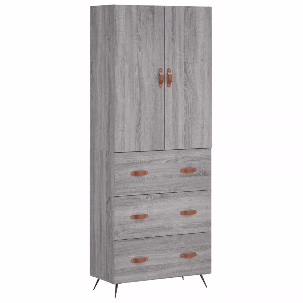 Berkfield Home Grey Sonoma Highboard in Engineered Wood, W/D/H: 69.5 x 34 x 180 cm – 3
