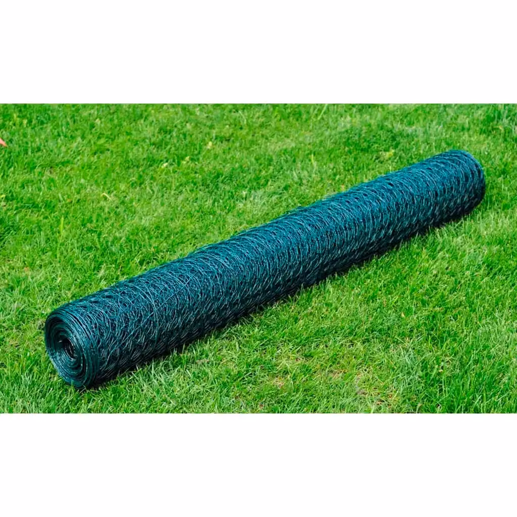 Berkfield Home Galvanised Steel Hexagon Mesh Fence, Dark Green, 1 x 25 m – 3