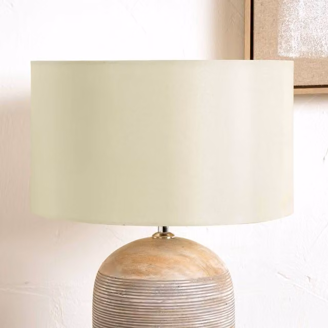 Ruma Beige Silk Lined Cylinder Table Lamp Shade