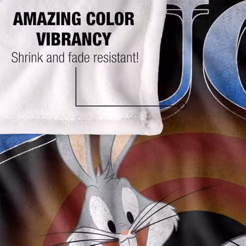 LOGOVISION Looney Tunes Bugs Bunny Super Soft Silky Touch Fleece Throw Blanket, Multicolour, W: 152 cm, D: 127 cm – 3