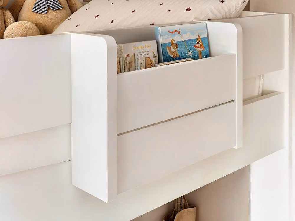 Noomi Clara Triple High Bunk Bed in White, Single Size, W/D/H: 90 x 200 x 206 cm – 3