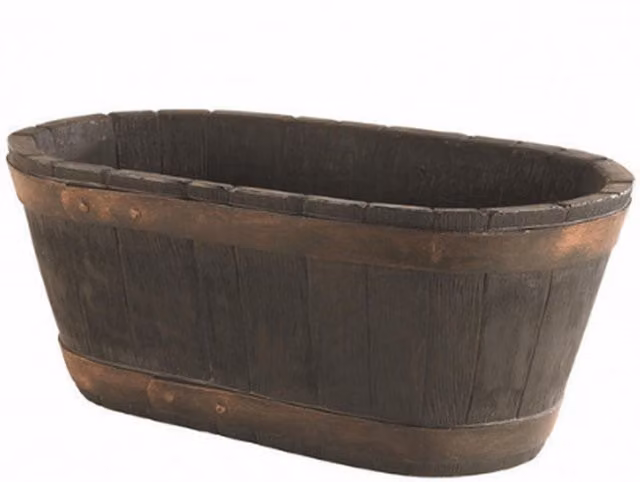 Ward Oakwood Effect Barrel Planter Plant Trough in White
