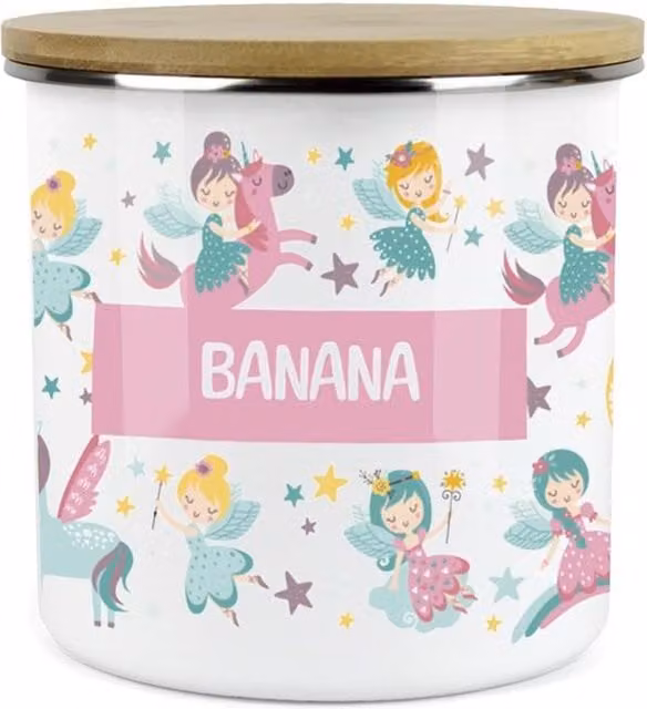 Purely Home Unicorn Fairies Childrens Mini Snack Pot in Pink and Multicolour Enamel Metal