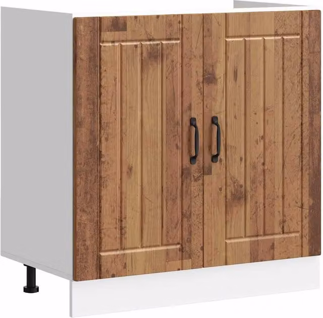 Berkfield Home Lucca Freestanding Kitchen Sink Base Cabinet in Brown Old Wood