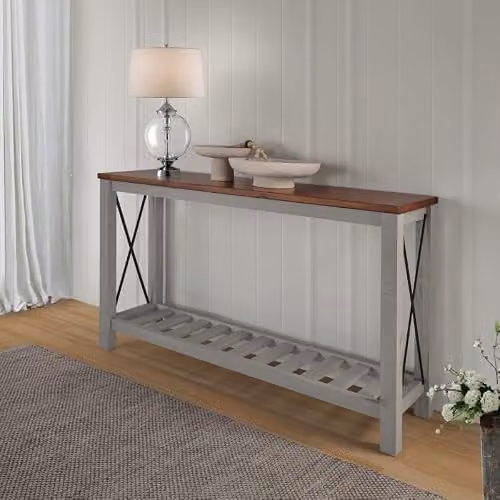 Mercers Furniture Cottage Pine Console Sideboard Table in Grey, W/D/H: 132 x 36 x 81 cm – 1