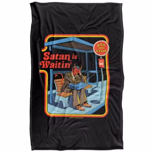 Steven Rhodes Satan Is Waitin Super Soft Fleece Throw Blanket, Multicolour and Black, W/D/H: 91 x 147 cm – 5