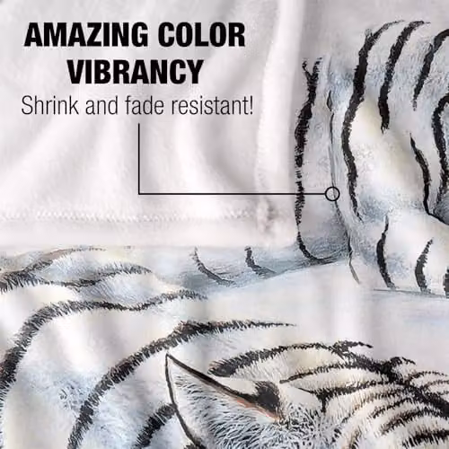 JQ Licensing Royce Mcclure White Tigers Silky Touch Super Soft Throw Blanket, White, W/D/H: 152 x 127 cm – 2