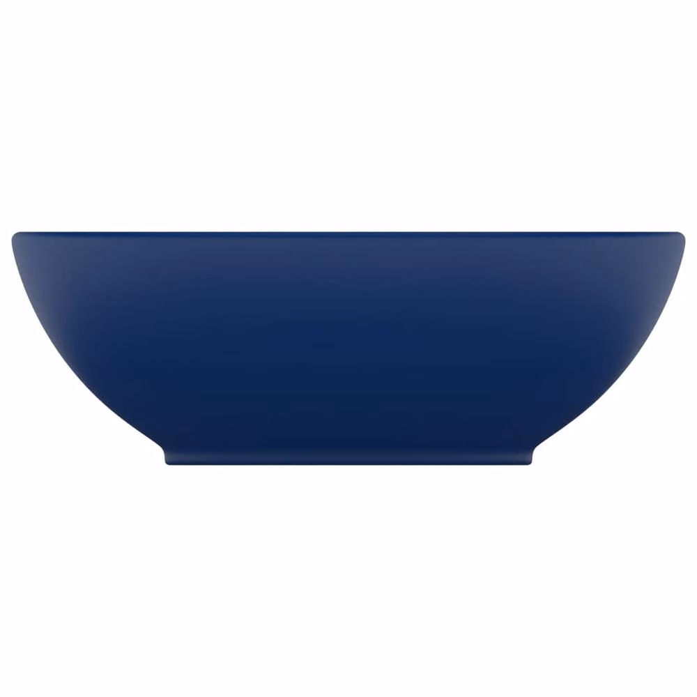 Berkfield Home Oval Ceramic Countertop Basin in Matt Dark Blue, W: 40 cm, D: 33 cm – 3