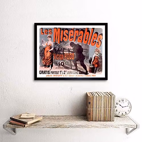 Cheret Hugo Les Miserables Cosette Vintage Illustration Fine Art Print Framed Poster in Black – 2