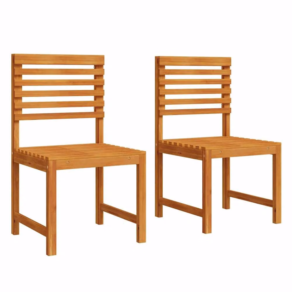 Berkfield Home Set of 2 Armless Garden Chairs in Brown Solid Acacia Wood – 2