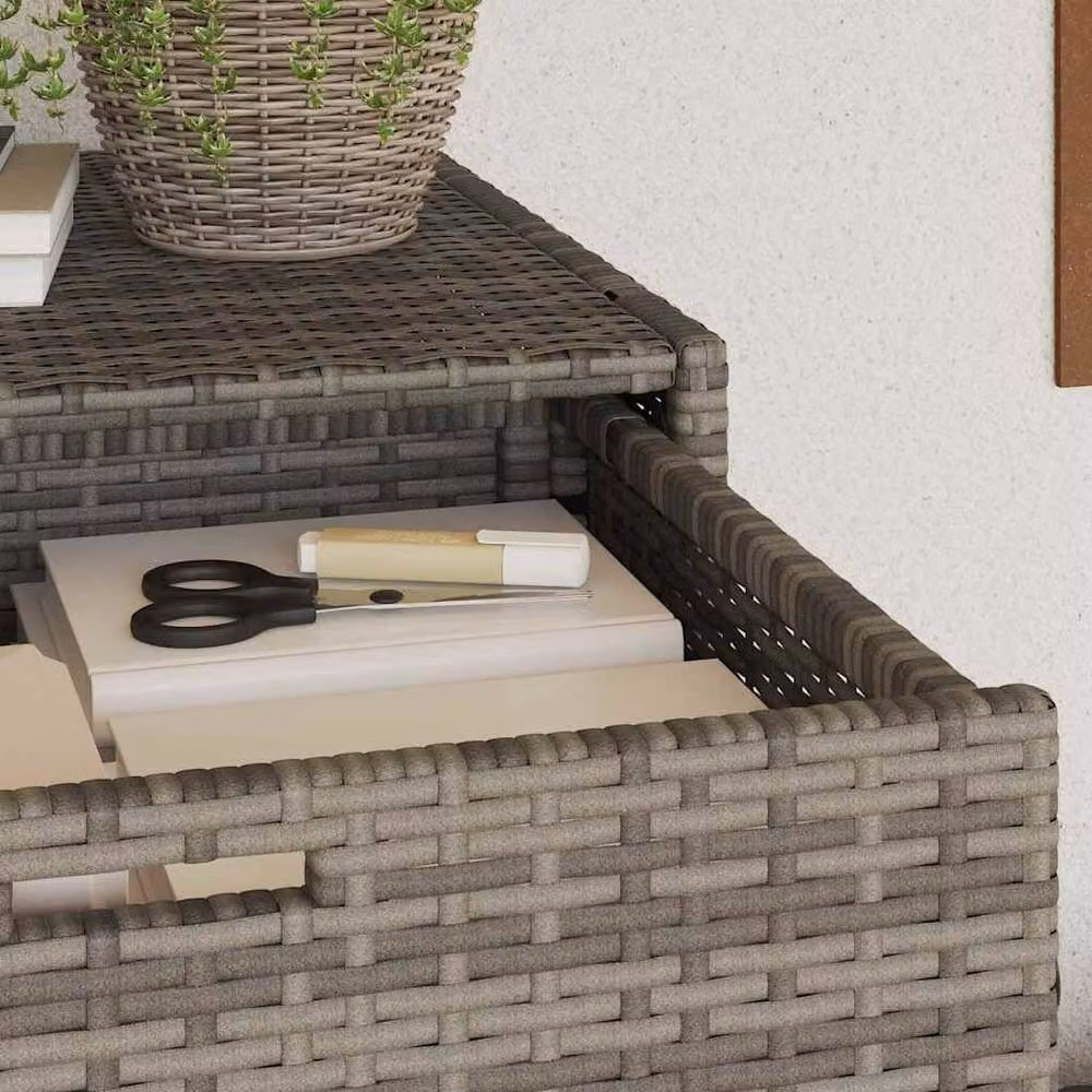 Berkfield Home Grey Poly Rattan Garden Storage Cabinet W/D/H: 55 x 55 x 111 cm – 4