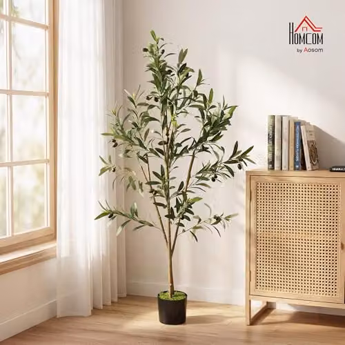 HOMCOM Green Mediterranean Artificial Silk Olive Tree, Height: 120 cm – 2