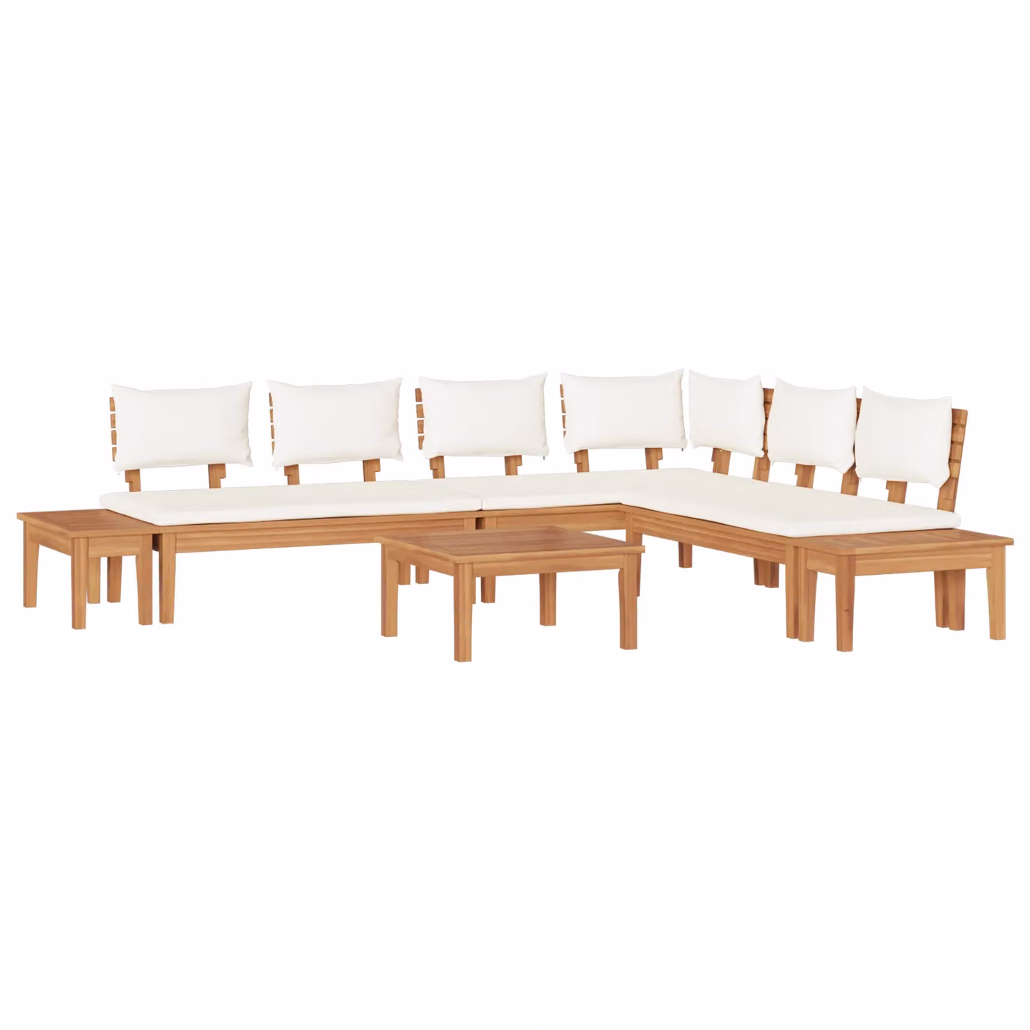 Berkfield Home 4-Piece Rustic Teak Wood Garden Bench Set in Brown – 2