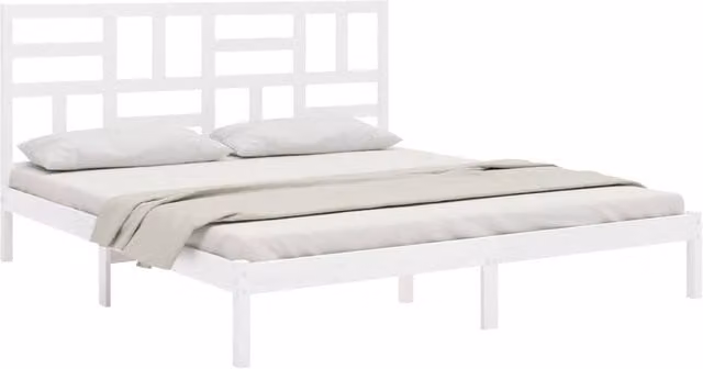 Berkfield Home Beautiful White Solid Wood Pine Bed Frame W/D/H: 200 x 104 x 206 cm