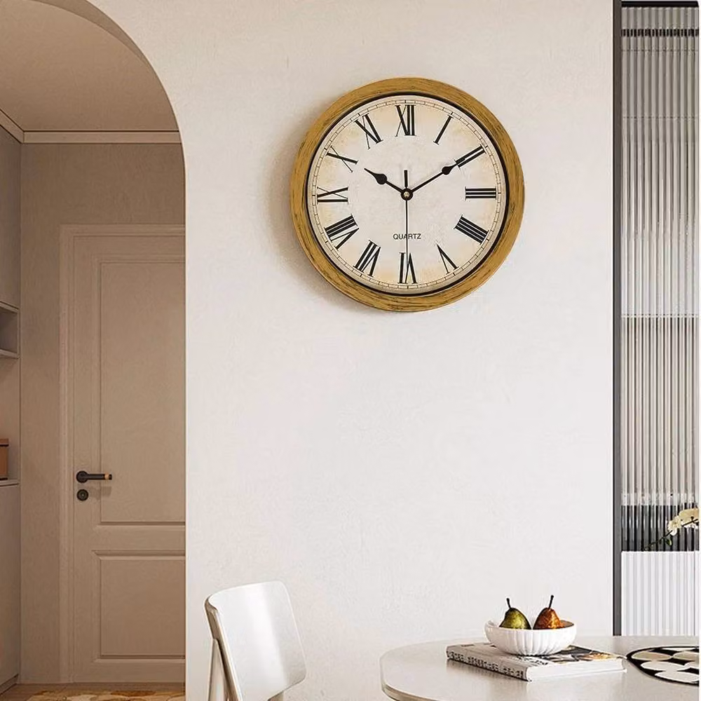 EONLION Gold Vintage Analog Round Wall Clock with Hidden Secret Safe Storage, Diameter: 100 cm – 3