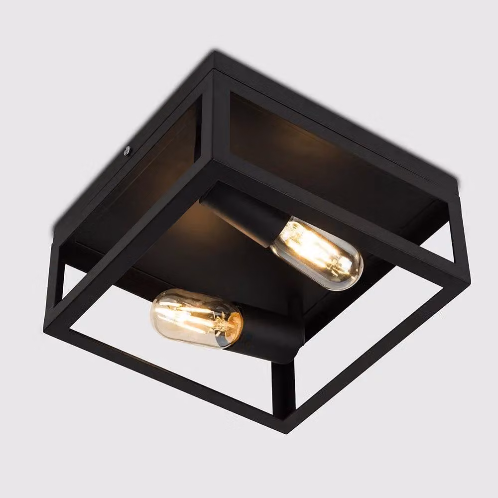 ValueLights Pisces Industrial Black Metal 2 Way Up and Down Ceiling Light – 2