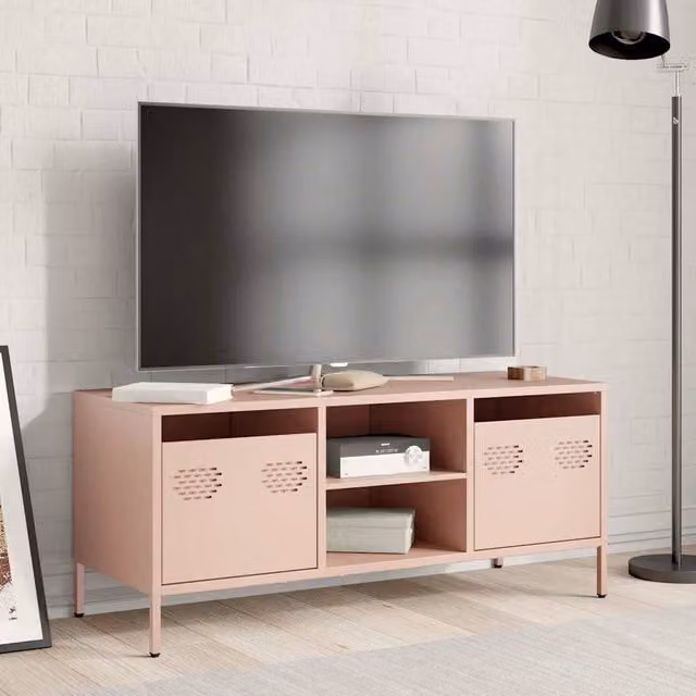 Berkfield Home Pink Modern TV Cabinet in Matt Cold-rolled Steel, W/D/H: 101.5 x 39 x 43.5 cm – 1