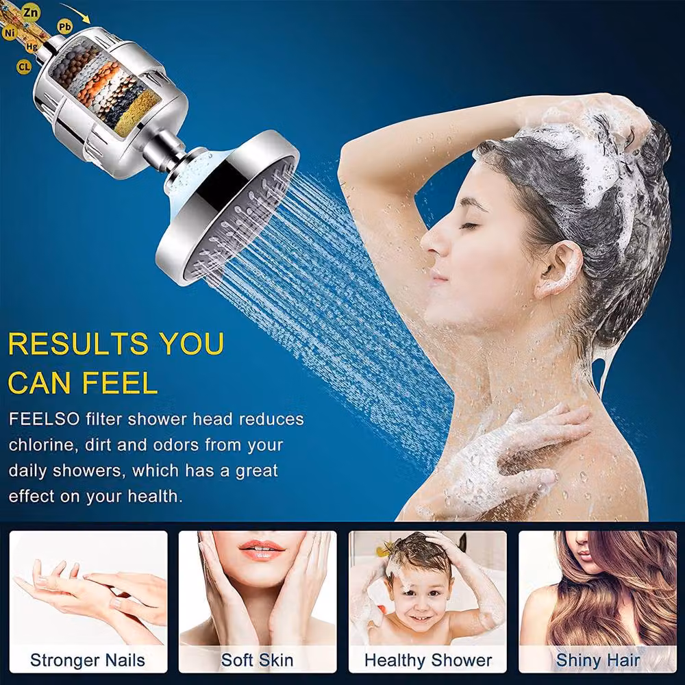 INMTFEI High Pressure Filtered Round Shower Head with 5 Spray Modes in Silver – 2
