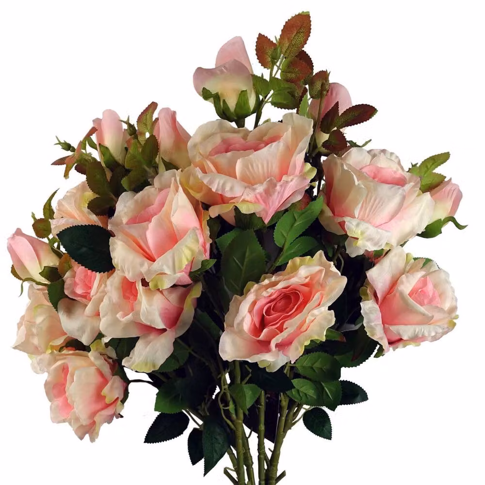 Leaf Pack of 6 Premium Pink Artificial Rose Stems with 18 Flowers, Height: 80 cm – 2
