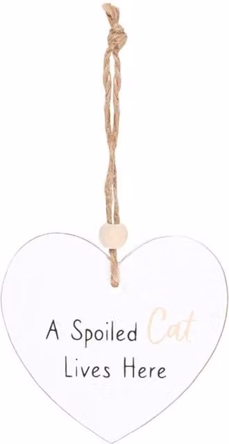 KDMK Spoiled Cat Lives Here Wooden Heart Wall Plaque, White