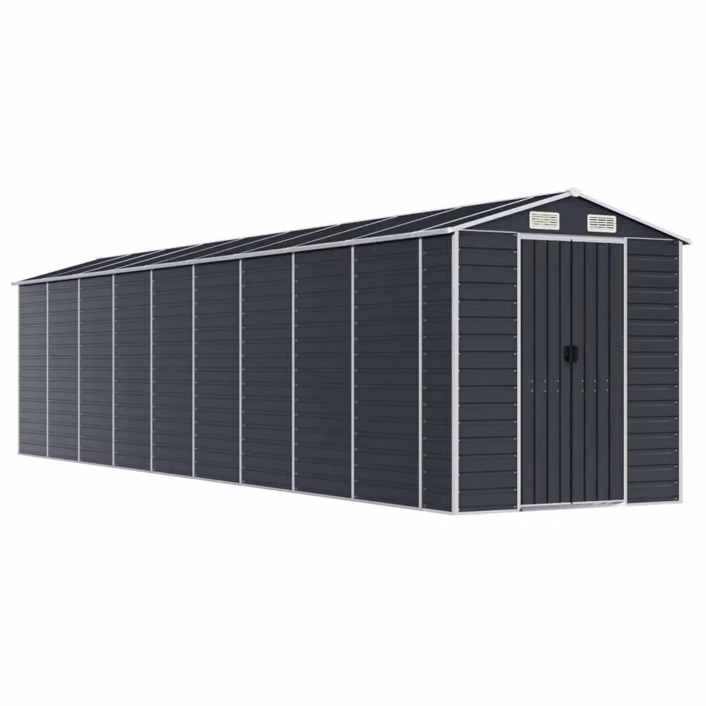 Berkfield Home Pent Garden Shed in Anthracite Black Galvanised Steel W/D/H: 810 x 191 x 198 cm – 2