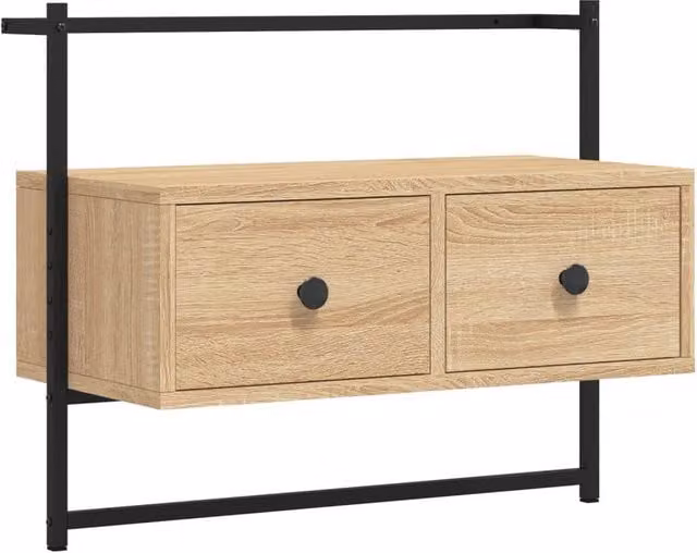 Berkfield Home Wall-mounted Sonoma Oak TV Cabinet in Tan, W/D/H: 60.5 x 30 x 51 cm