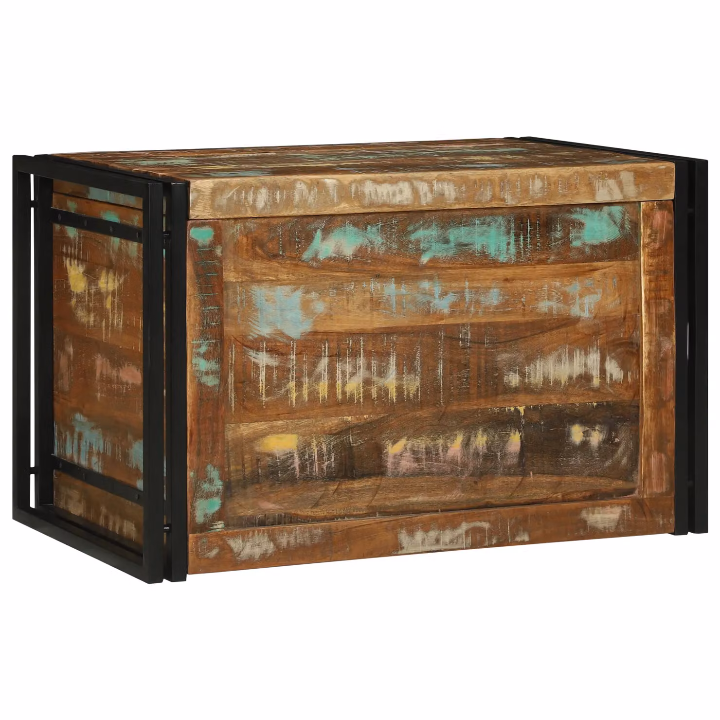 Berkfield Home Multicolour Storage Box in Brown Solid Reclaimed Wood, W/D/H: 80 x 50 x 50 cm – 3