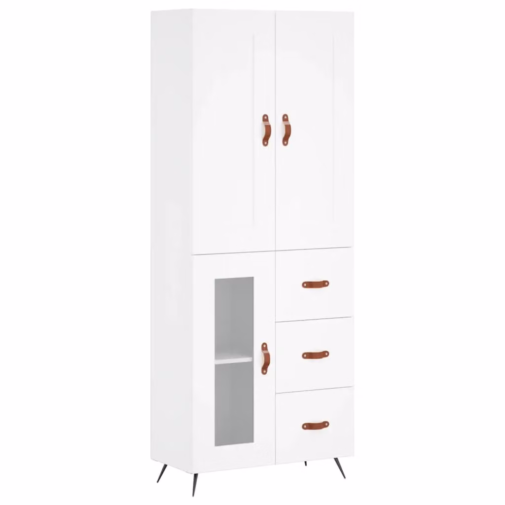 Berkfield Home Modern White Highboard with Hinged Doors and Internal Shelves, W/D/H: 69.5 x 34 x 180 cm – 2