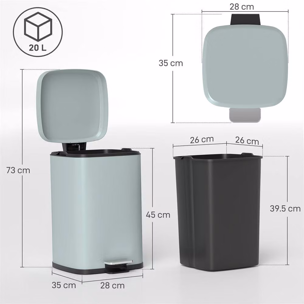 Kelvenix 20L Pedal Kitchen Bin in Green and Blue with Soft Close and Removable Inner Bucket – 2