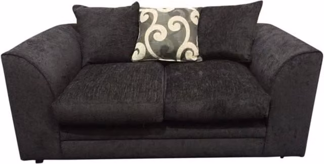Furniture786Ltd Dynasty 2 Seater Sofa in Black Chenille Fabric