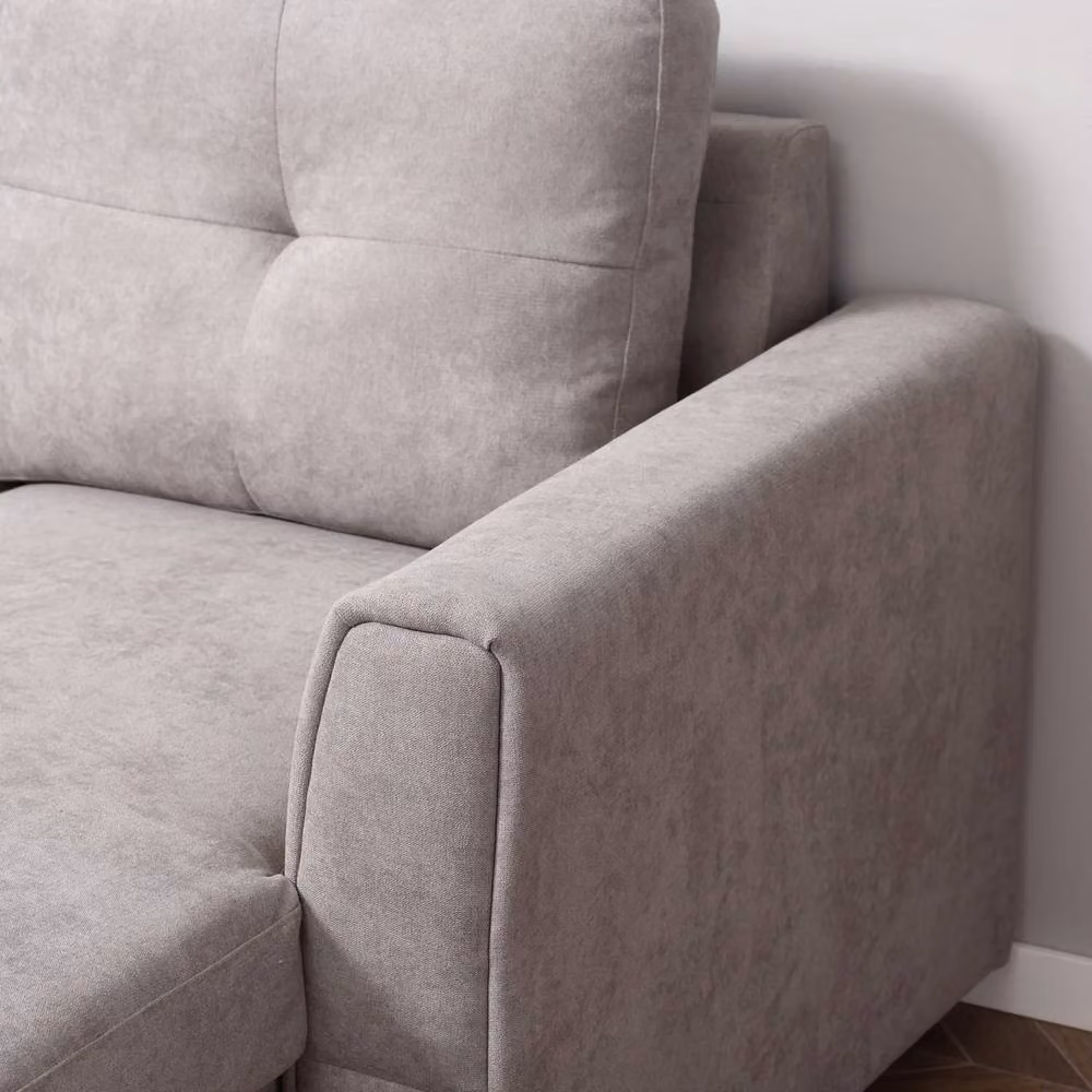 Wyld Haus Kaba 3 Seater L Shaped Sofa Bed in Light Grey with Reversible Chaise and Storage – 4