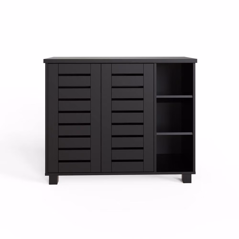 GFW Bodie Modern 2 Door Shoe Cabinet in Matt Black with Soft Close Doors and Ventilation – 2