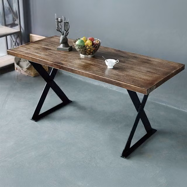 Livingandhome Set of 2 Industrial Steel Table Legs, Black, Height: 30 cm