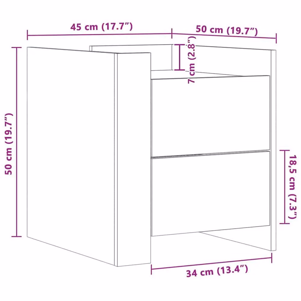 Berkfield Home Decorative Bedside Cabinet in Sonoma Oak, Light Brown, W/D/H: 45 x 50 x 50 cm – 2