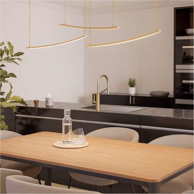 Loops LED Pendant Ceiling Light in Amber and Gold Brass – 1