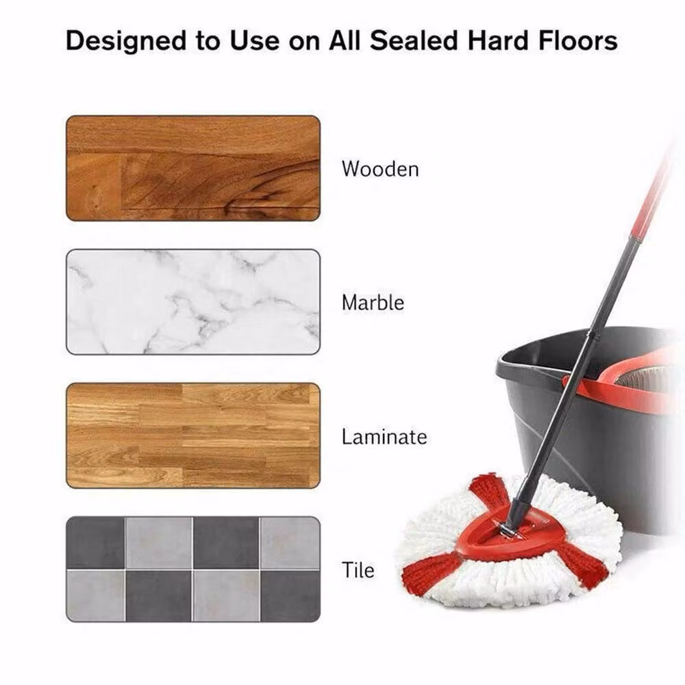 Vileda SPETLEK 6 Pack Spin Mop Replacement Heads in White, Red and Multicolour – 4