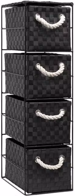 Arpan 4-Drawer Storage Unit in Black, W/D/H: 18 x 25 x 65 cm