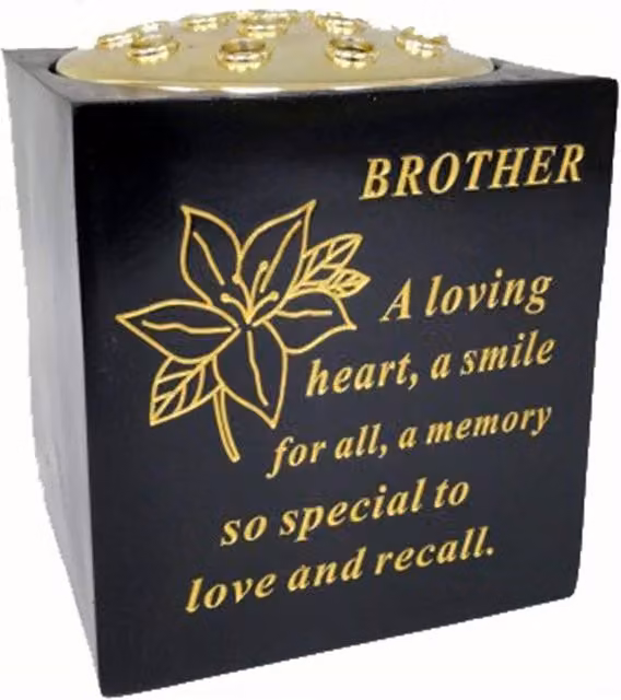 David Fischhoff Memorial Grave Rose Bowl in Black and Gold for Brother