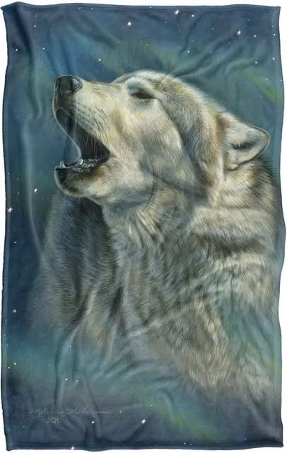JQ Licensing Howling Wolf Aurora Super Soft Snuggle Blanket, Blue Multicolour, W: 91.44 cm, H: 147 cm – 5