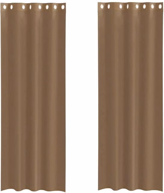 Berkfield Home Light Brown Voile Eyelet Curtains, 2 Pack