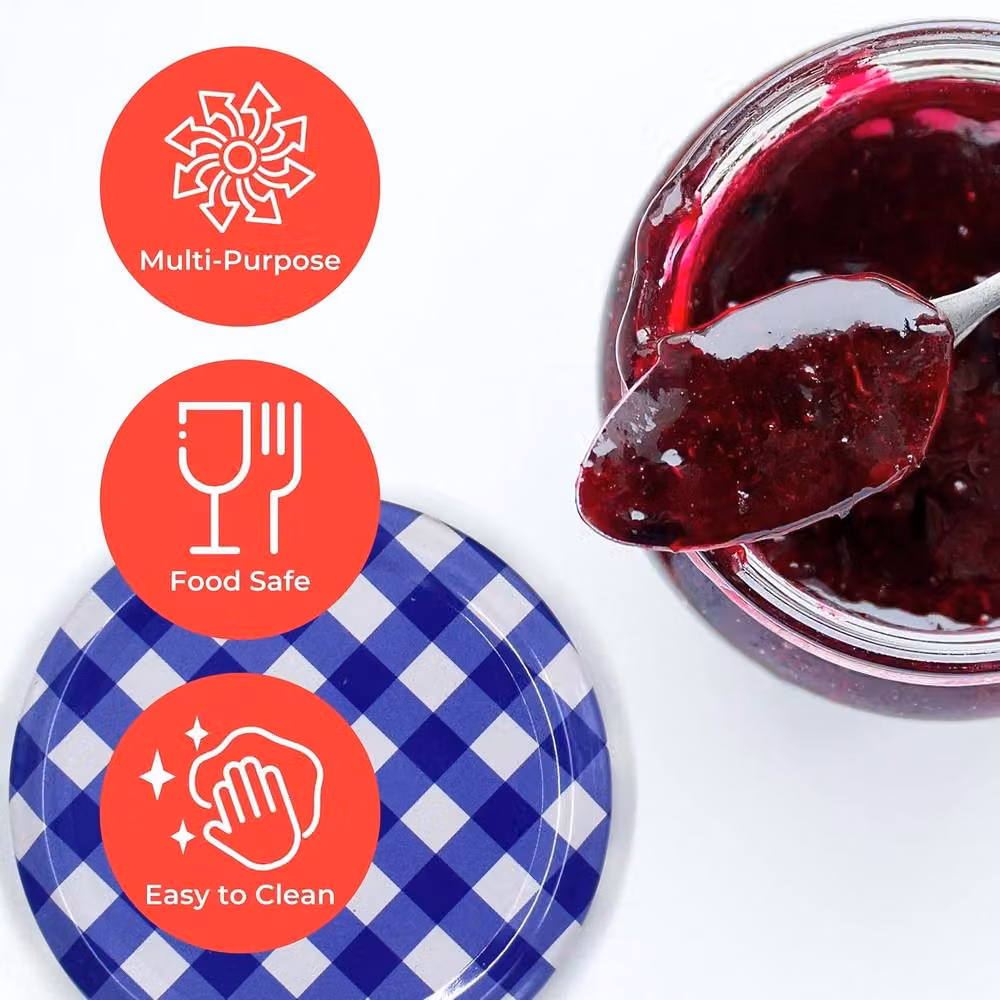 Volila 12 Pack Round Glass Jam Jars with Labels and Pen, Blue, 350ml per jar – 5